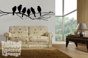 Vinilo decorativo pájaros posados en rama -vinilosymas.es