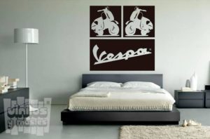Vinilo decorativo moto vespa conjunto - vinilosymas.es
