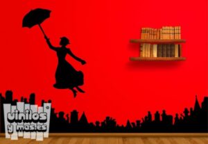 Vinilo decorativo  Mary Poppins + ciudad - vinilosymas.es