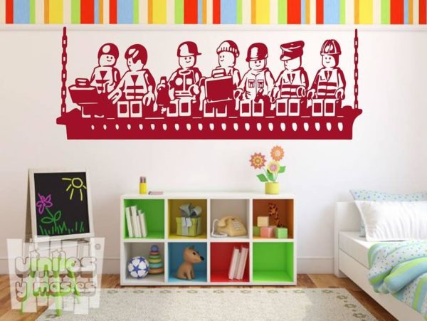 Vinilo decorativo infantil de trabajadores de lego.