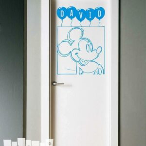 Vinilo decorativo infantil, dibujo de Mickey Mouse + nombre personalizado. Disney