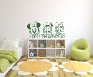 Vinilo decorativo infantil de Donal, Minnie y Daisy. Disney