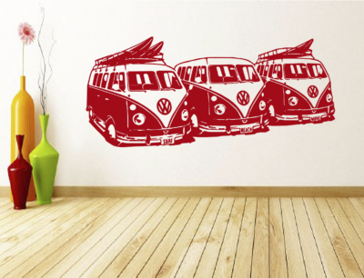 Vinilo decorativo 3 furgos Volkswagen - vinilosymas.es