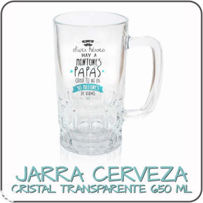 JARRA CERVEZA CRISTAL TRANSPARENTE 650 ML personalizada