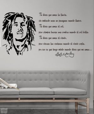 Vinilo decorativo Bob Marley + frase