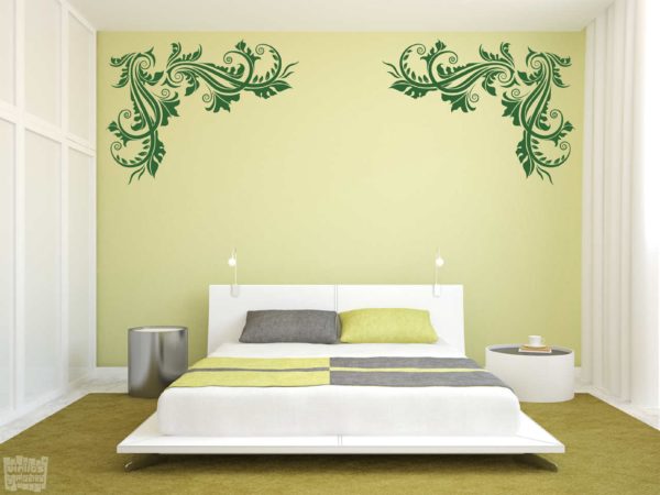 Vinilo decorativo floral esquinas 2 piezas.