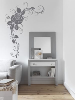Vinilo decorativo rosa floral esquina