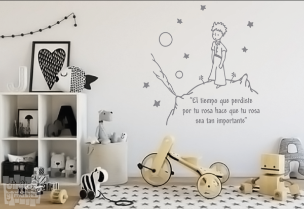 Vinilo decorativo de el principito "El tiempo que perdiste por tu rosa hace que tu rosa sea tan importante"