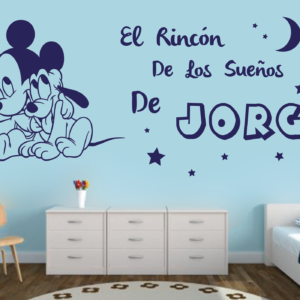 Vinilo decorativo el rincon de los sueños "mickey y pluto" + nombre personalizado