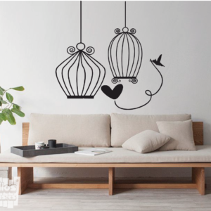 Vinilo decorativo Jaula pájaros corazón