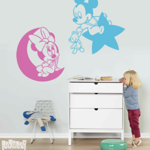 Vinilo decorativo minnie y mickey "luna y estrella"