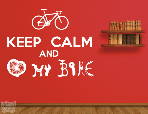 Vinilo decorativo: keep calm and love my bike