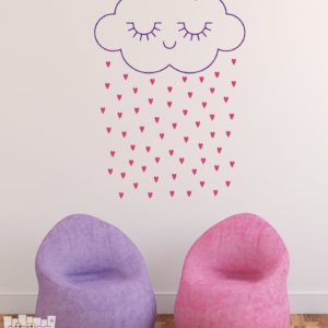 Vinilo decorativo nube "lluvia corazones"