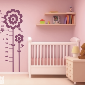 Vinilo decorativo medidor infantil flores