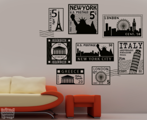Vinilo decorativo sellos históricos de ciudades