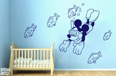 Vinilo decorativo Mickey Mouse buceo