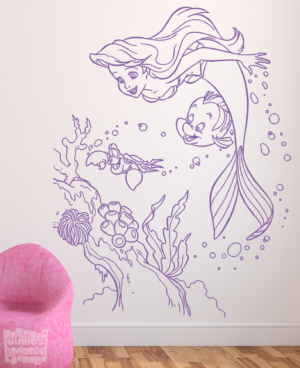 Vinilo decorativo Ariel, Sebastian y Flounder "La sirenita"