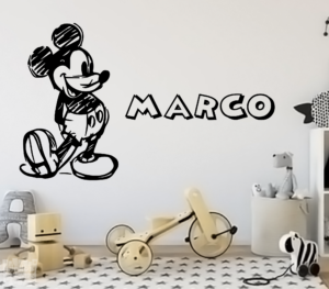 Vinilo decorativo dibujo de Mickey Mouse +  nombre personalizado - vinilosymas.es