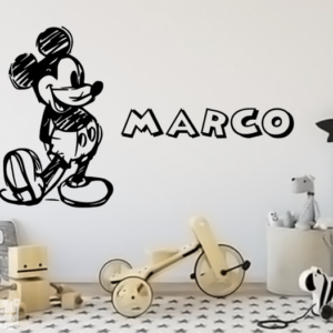 Vinilo decorativo dibujo de Mickey Mouse +  nombre personalizado - vinilosymas.es