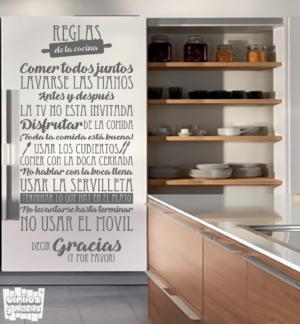 Vinilo decorativo Reglas de la cocina.