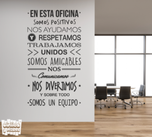 Vinilo decorativo frase: En esta oficina...