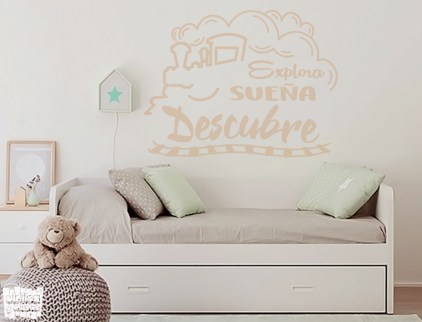 Vinilo decorativo Explora - sueña - descubre