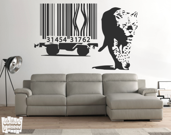 Vinilo decorativo Leopardo barcode "Banksy".