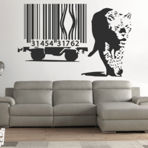 Vinilo decorativo Leopardo barcode "Banksy".