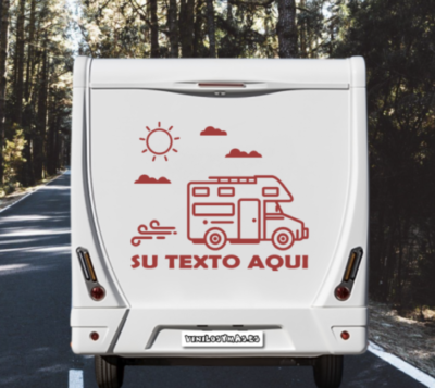 Vinilo decorativo dibujo auto viajera "personalizado" - vinilosymas.es